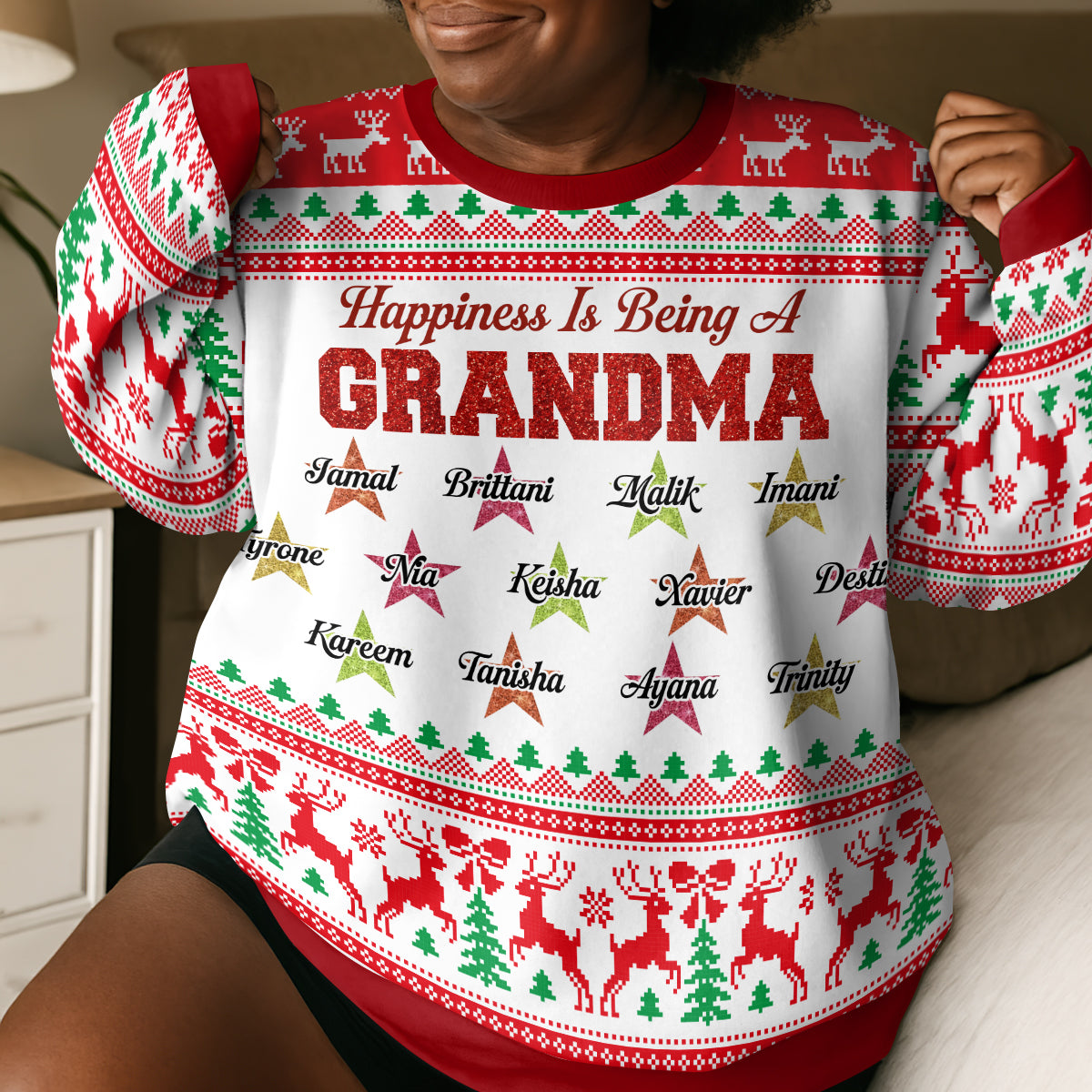 Happiness Is Being A Grandma - Personalized 3D Sweatshirt
