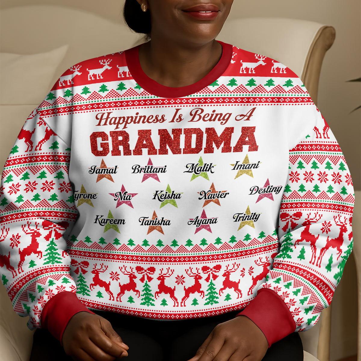 Happiness Is Being A Grandma - Personalized 3D Sweatshirt