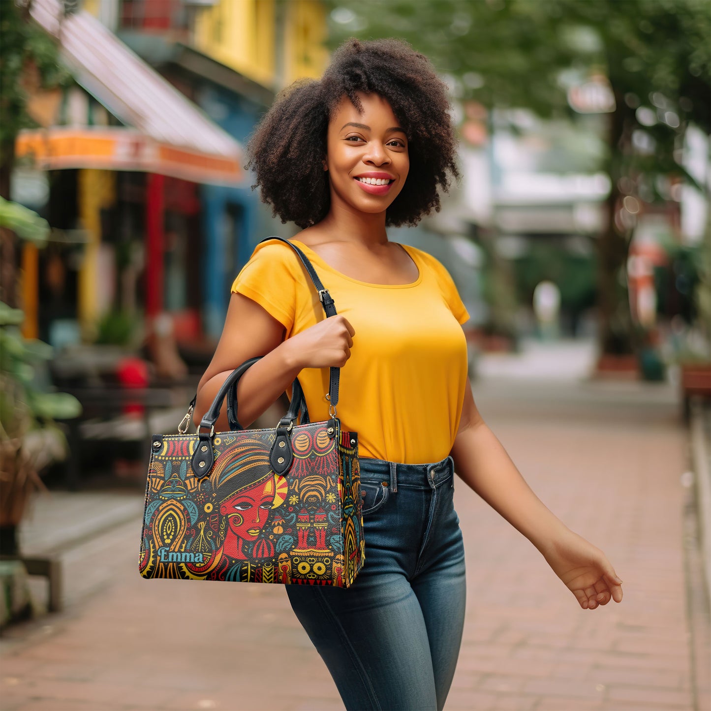 The Black Origin - Personalized Leather Handbag With Unique Texture STB18B
