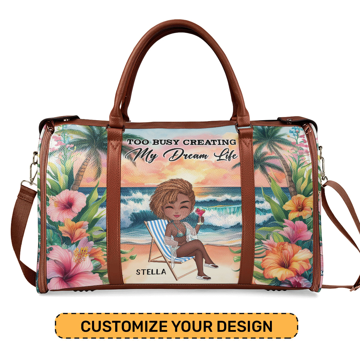 Travel Is My Therapy - Personalized Leather Duffle Bag SBTBN46