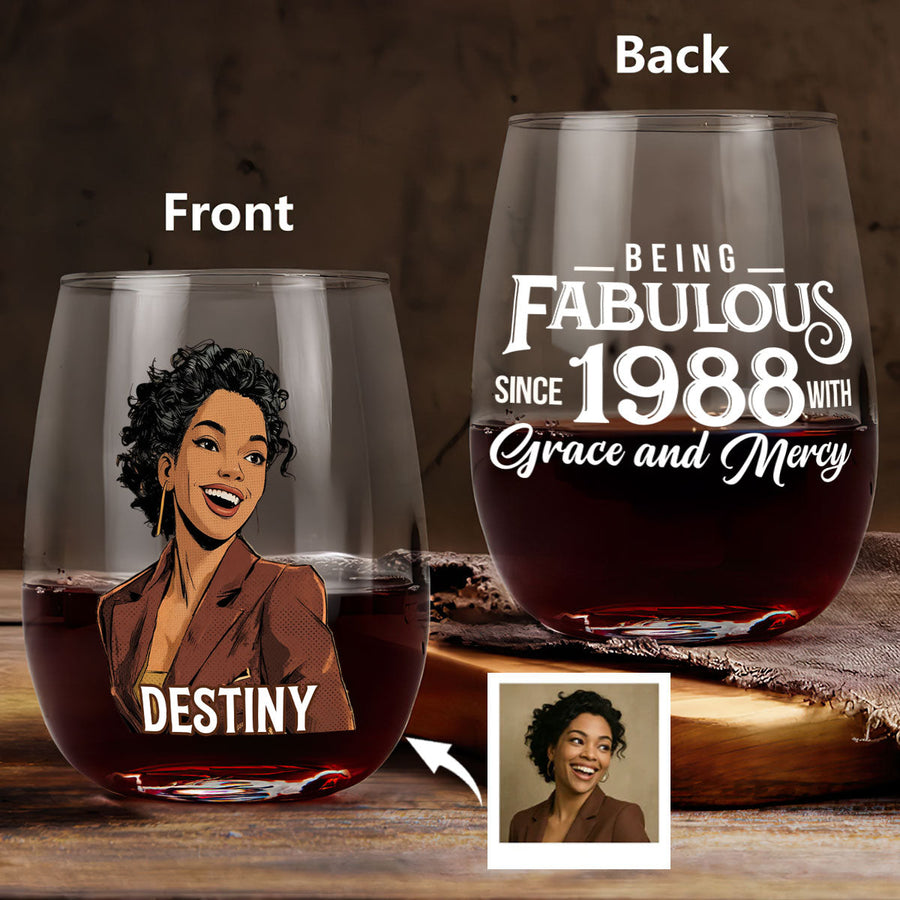 A Queen Was Born In October personalized stemless wine glass
