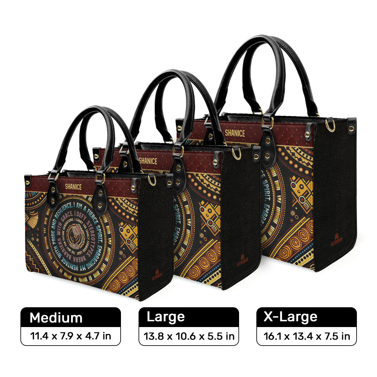 Mantra - I Am A Fierce Spirit - Personalized Leather Handbag MB03