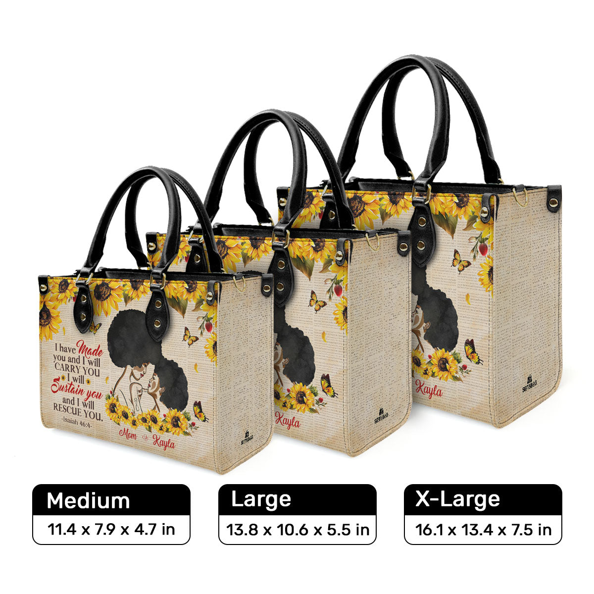 Isaiah 46:4 - Personalized Leather Handbag MB35