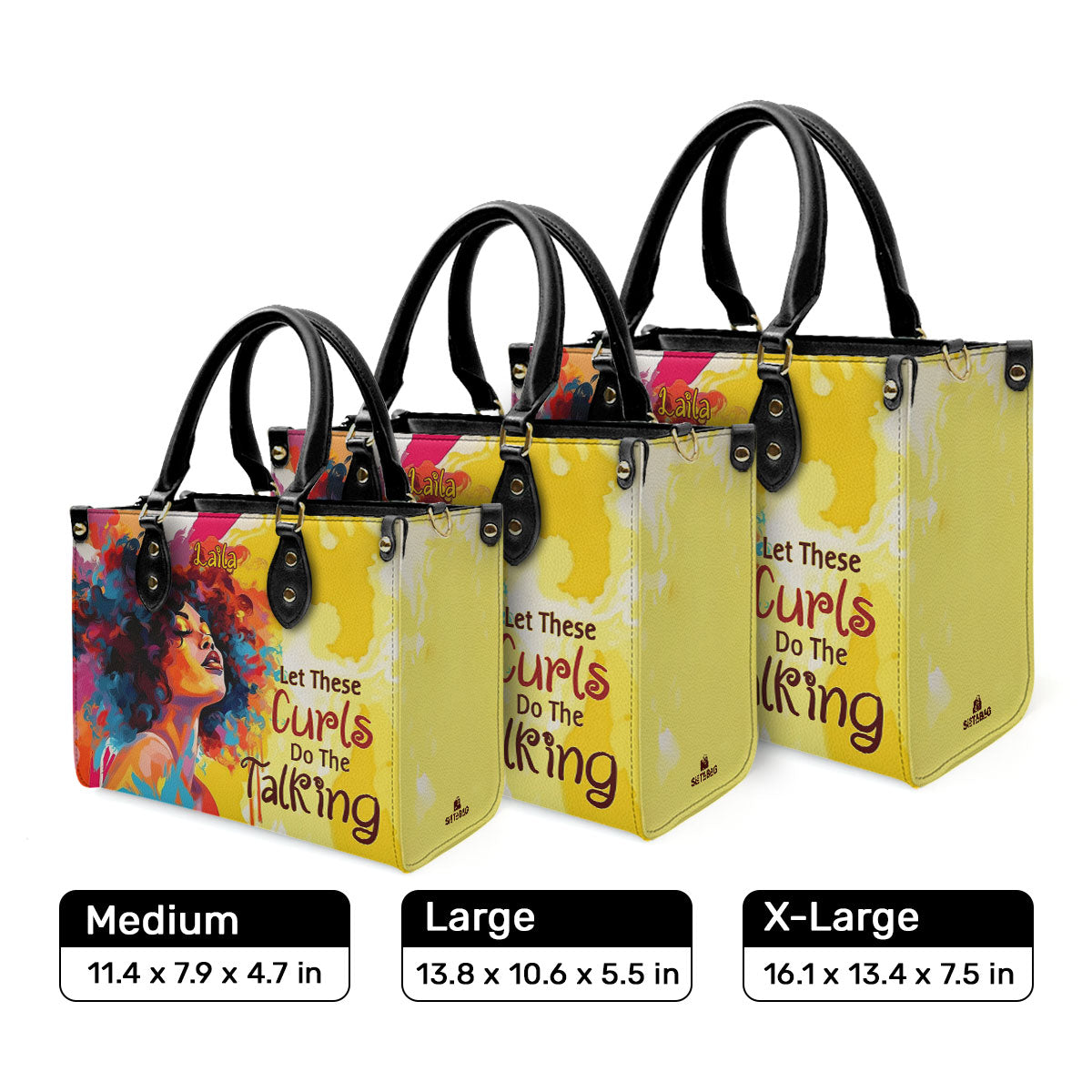 Let These Curls Do The Talking - Personalized Leather Handbag - SB18