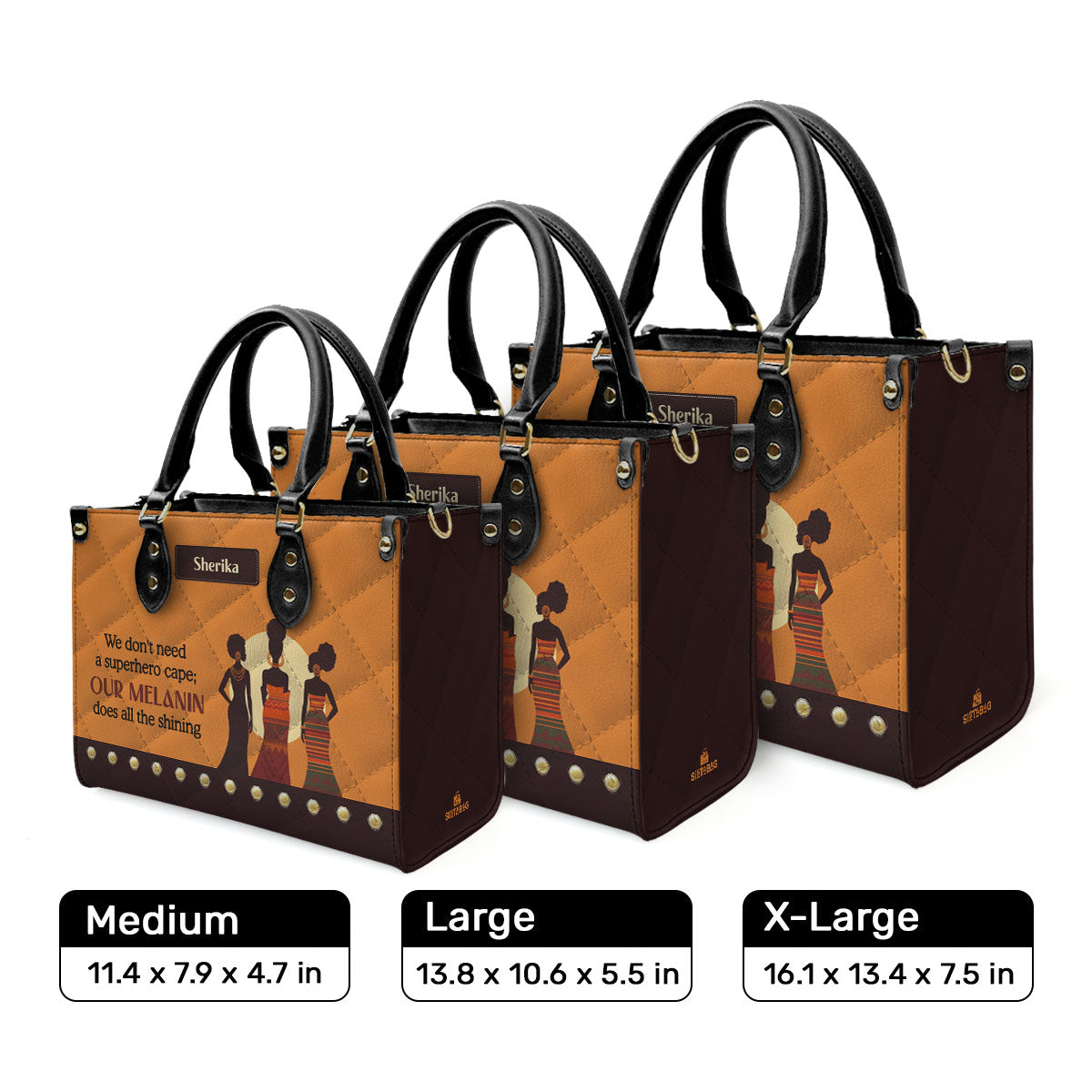 Our Melanin Does All The Shining - Personalized Leather Handbag SB20