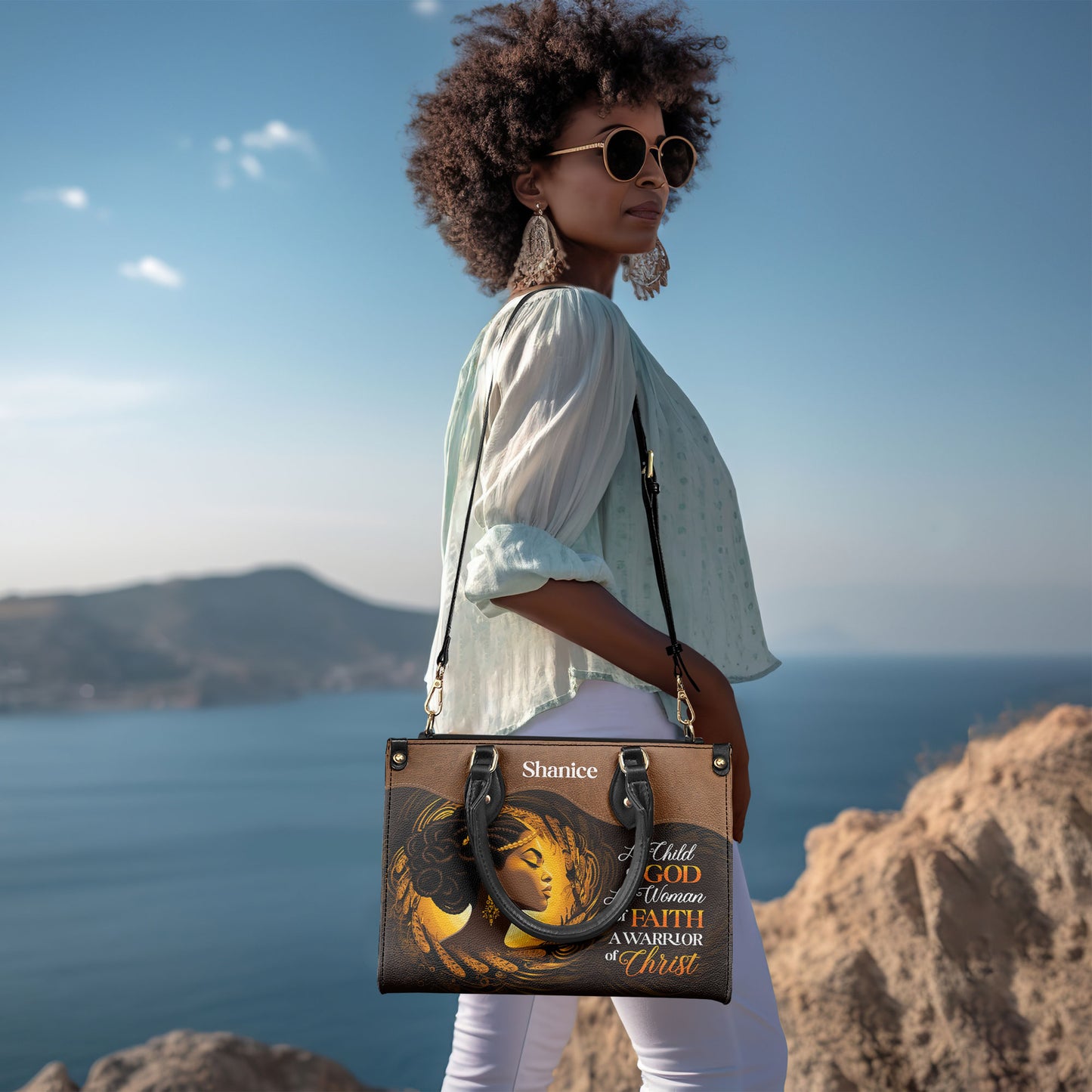 A Child Of God - Personalized Leather Handbag STB27