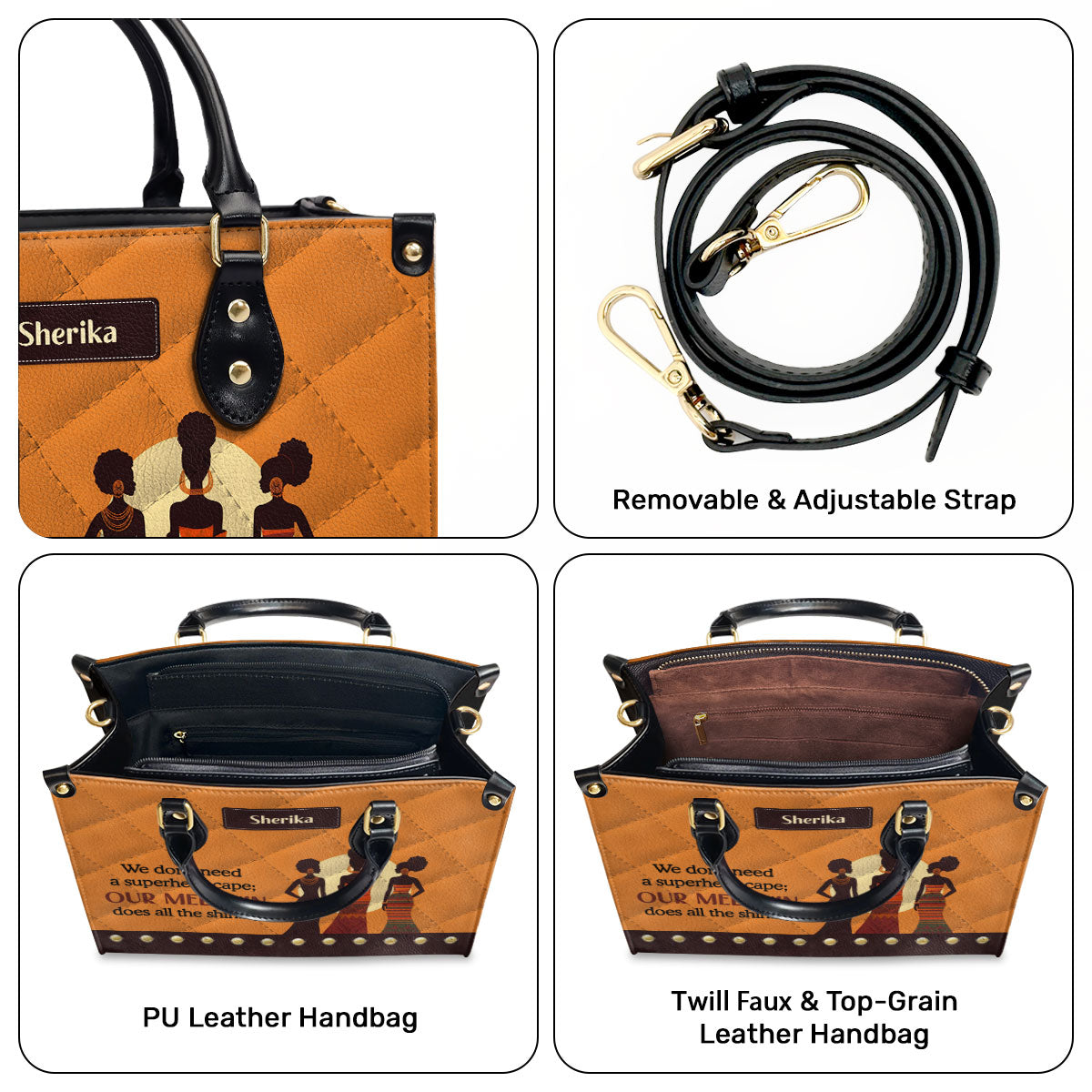 Our Melanin Does All The Shining - Personalized Leather Handbag SB20