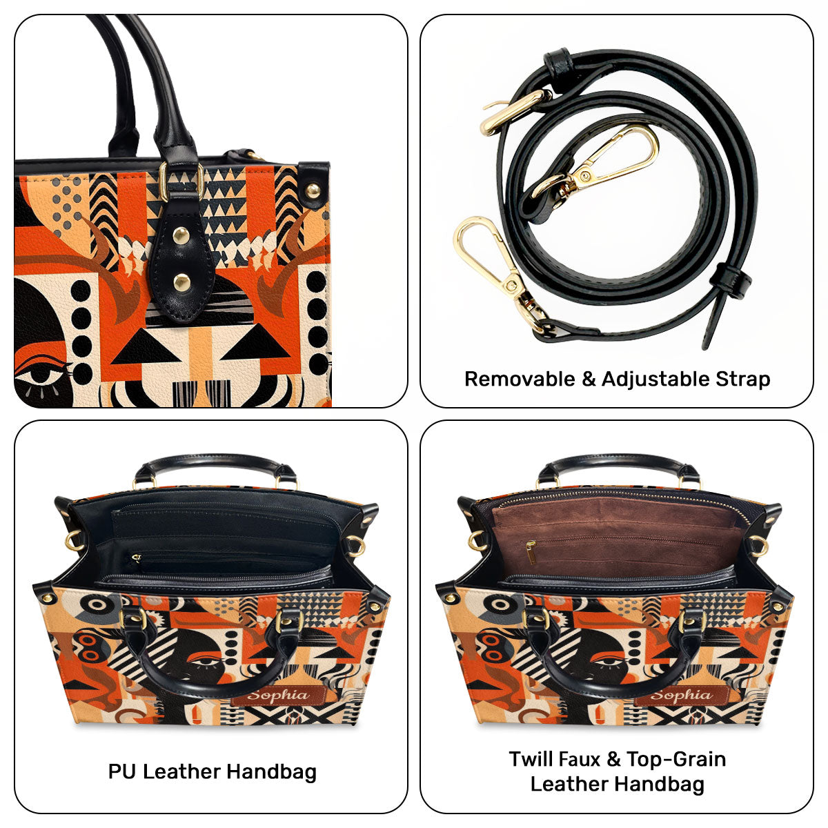Black Beauty - Personalized Leather Handbag STB51