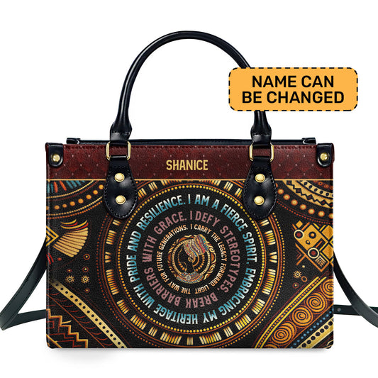 Mantra - I Am A Fierce Spirit - Personalized Leather Handbag MB03