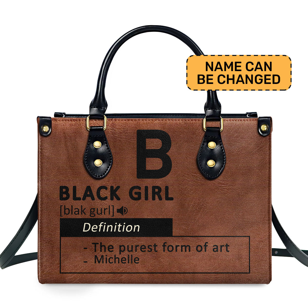 Black Girl & Melanin - Personalized Leather Handbag MB29