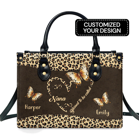 Blessed To Be Called Grandma Personalized Leather Handbag MS100