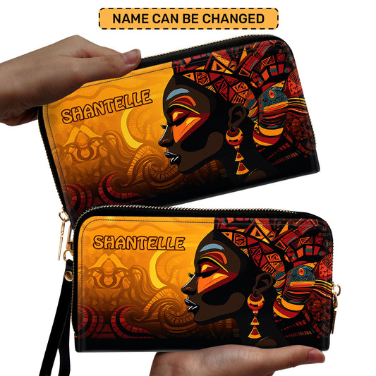 African Culture- Personalized Leather Clutch Purse SB102