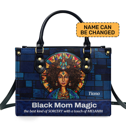 BLACK MOM MAGIC - Personalized Leather Handbag - SB14