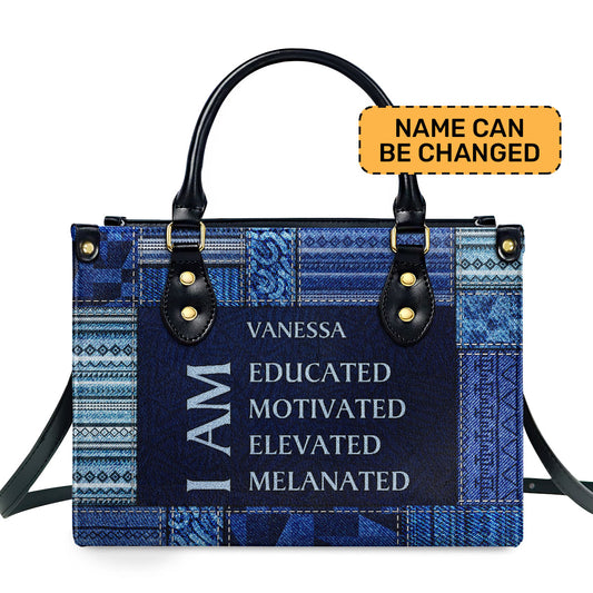 I Am - Jean Personalized Leather Handbag SB28