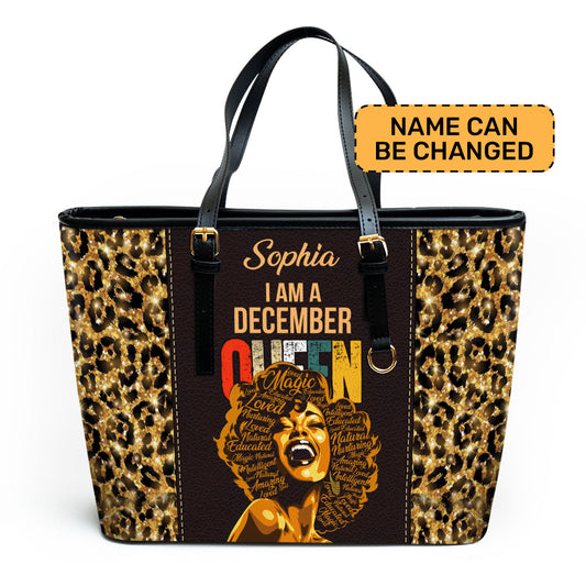 I Am A Queen - Personalized Leather Totebag STB12