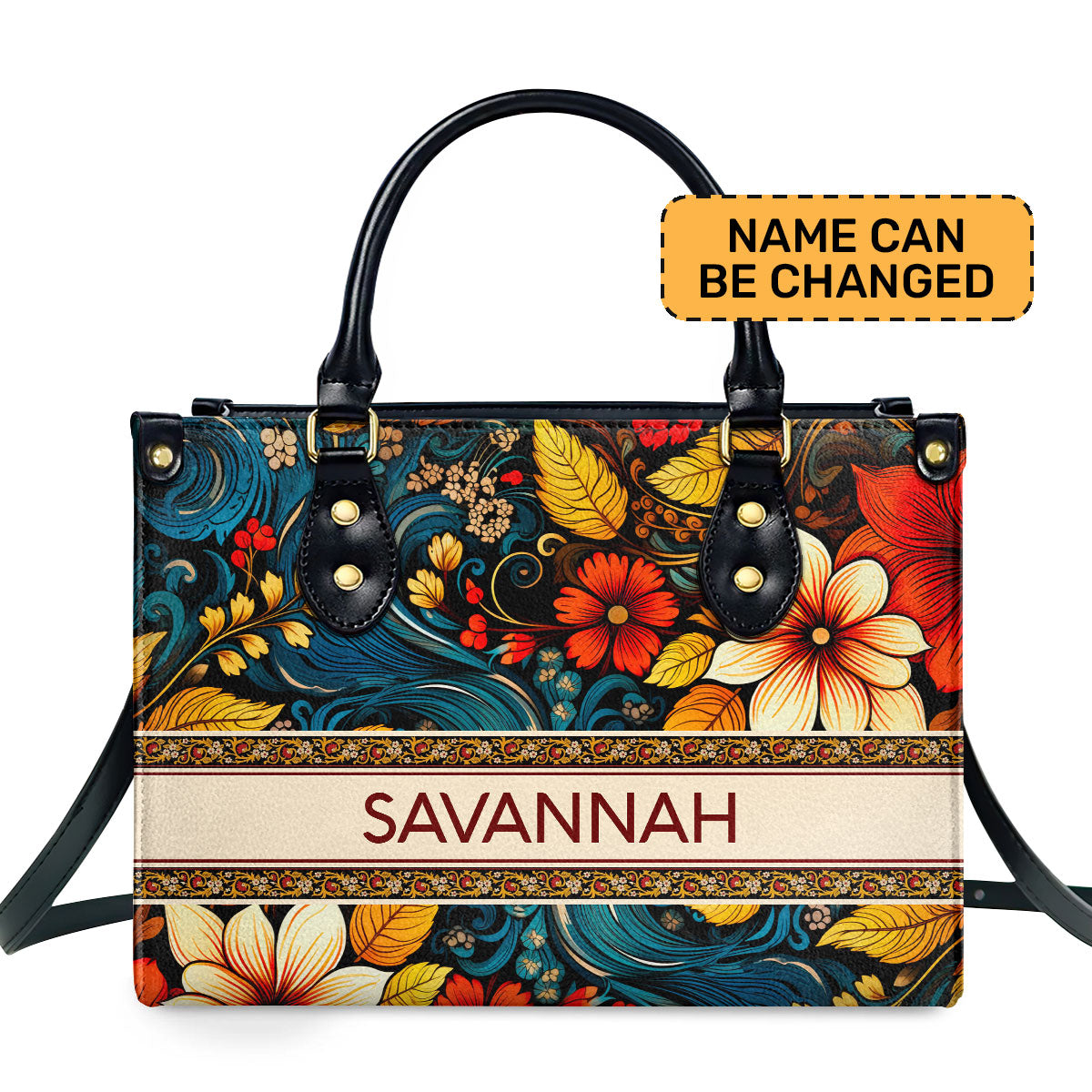 Bohemian - Flower - Personalized Leather Handbag STB135