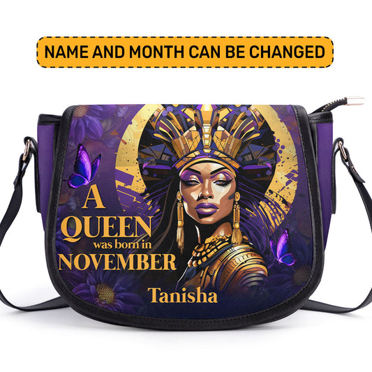 A Beautiful Queen - Personalized Leather Saddle Cross Body Bag STB58