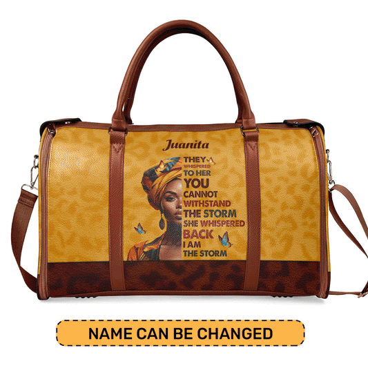 I Am The Storm - Personalized Leather Duffle Bag SB23