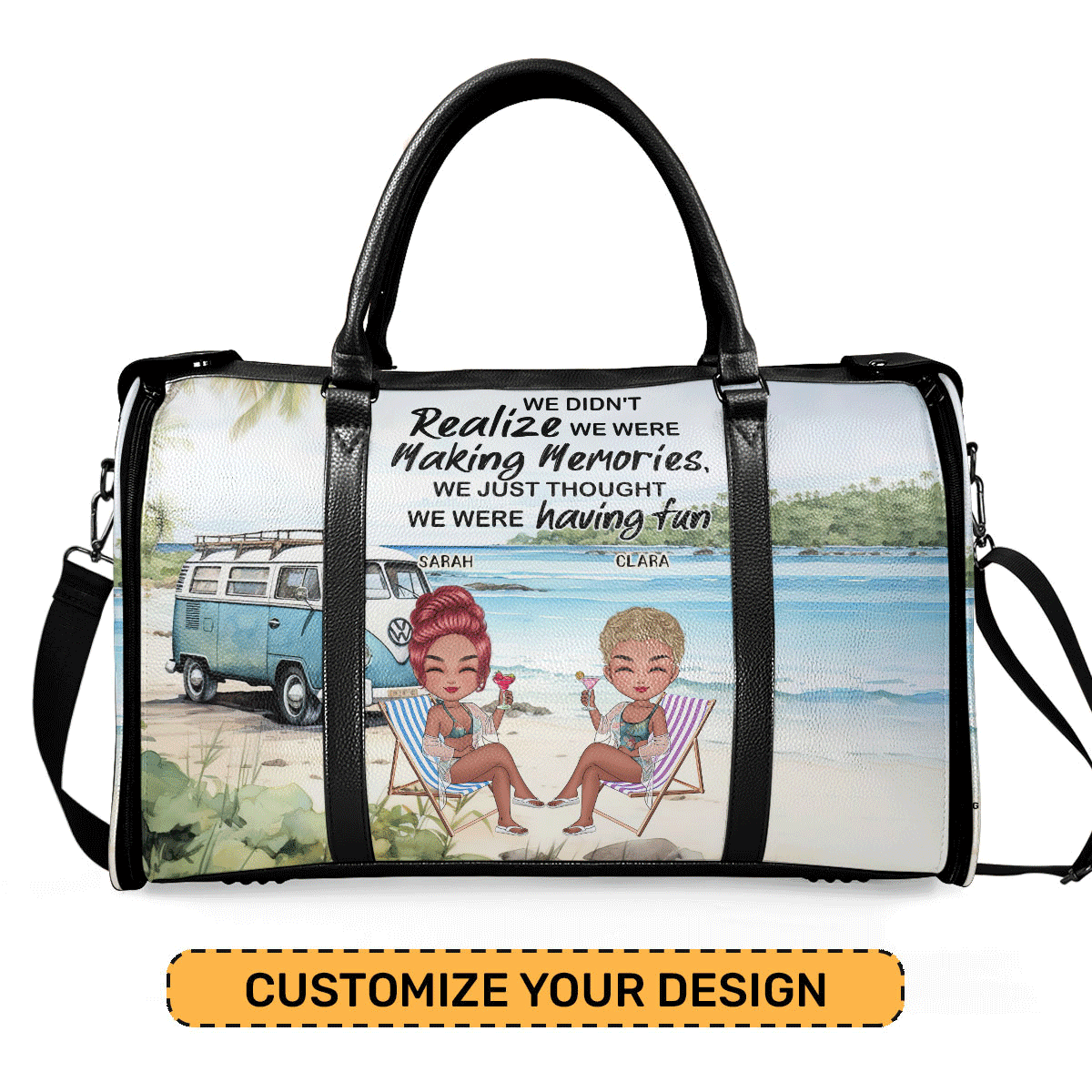 Besties Forever - Personalized Leather Duffle Bag SBDBN65