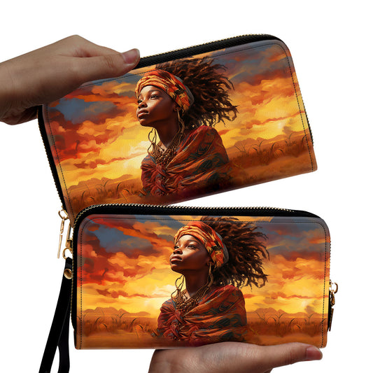 AfroArt "Dreaming" -  Leather Clutch Purse MB68