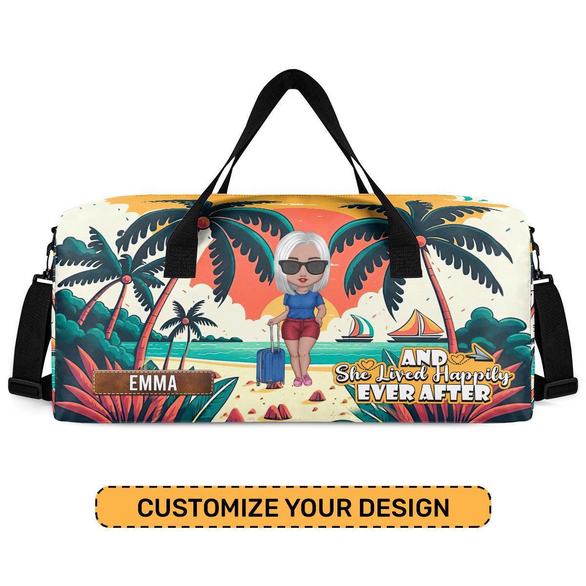 And She Lived Happily Ever After - Personalized Minimalist Duffle Bag SBMDBT77