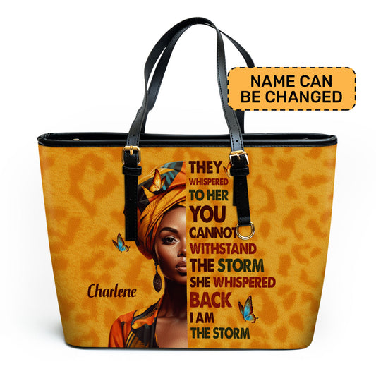 I Am The Storm - Personalized Leather Totebag SB23