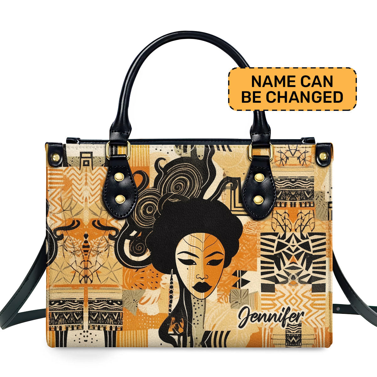 Black Origin Art - Personalized Leather Handbag STB50