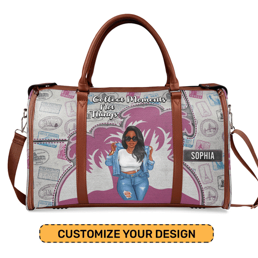 Collect Memories Not Things - Personalized Leather Duffle Bag SBDBT76
