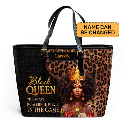 Black Queen is Powerful - Personalized Leather Totebag MB24