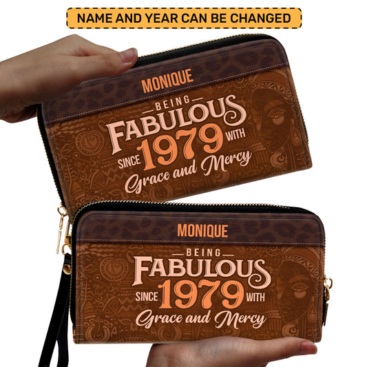 Being Fabulous - Personalized Leather Clutch Purse STB59