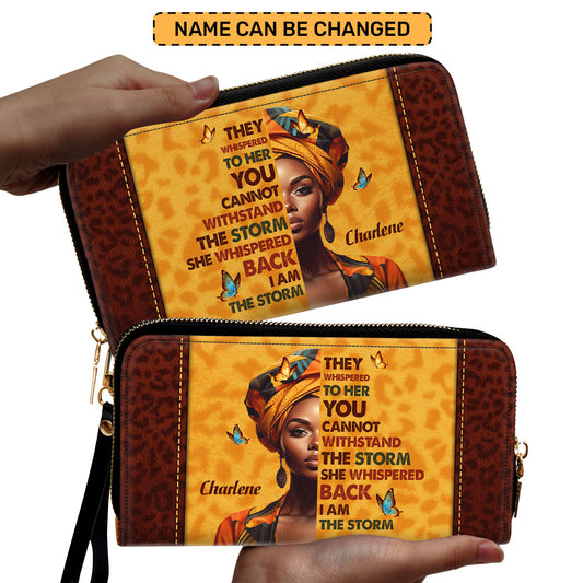 I Am The Storm - Personalized Leather Clutch Purse SB23