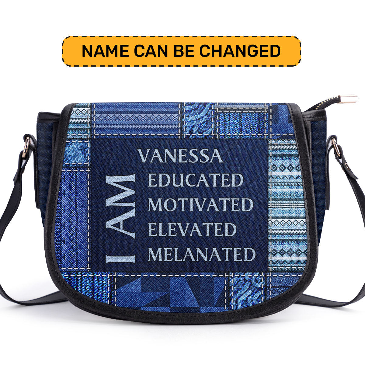 I Am - Jean Personalized Leather Saddle Cross Body Bag SB28