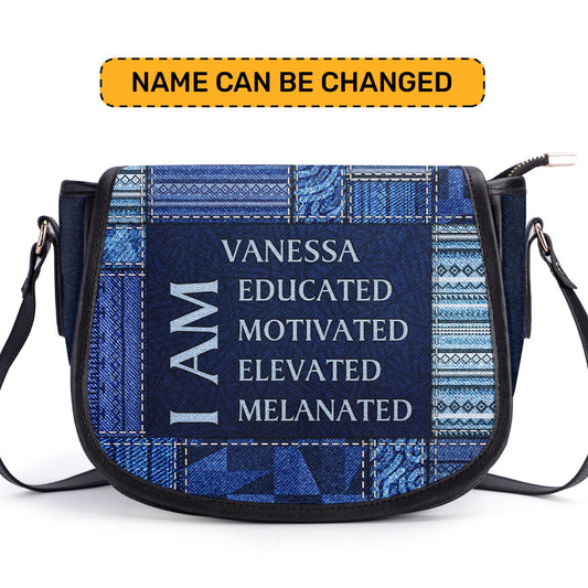 I Am - Jean Personalized Leather Saddle Cross Body Bag SB28