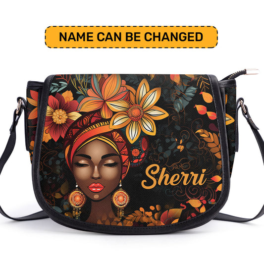 Radiant Roots - Personalized Leather Saddle Cross Body Bag SB103