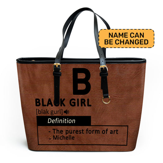 Black Girl & Melanin - Personalized Leather Totebag MB29
