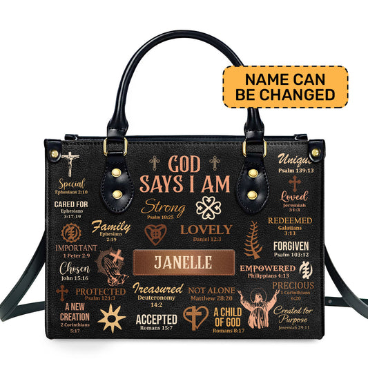 God Says I Am - Personalized Leather Handbag MB21