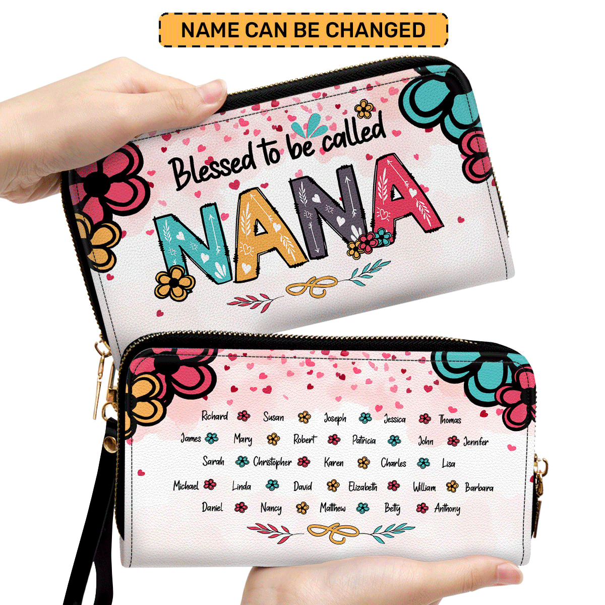 Blessed To Be Called Nana - Personalized Leather Clutch Purse MS101