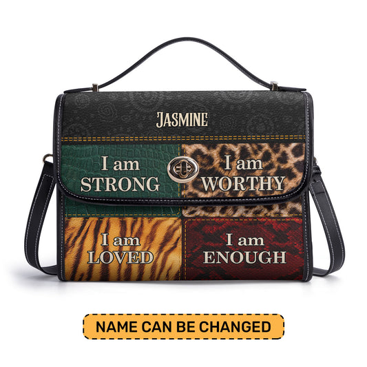 I am BOLD, LOVED, STRONG, RESILIENT - Personalized Leather Satchel Bag SB49A