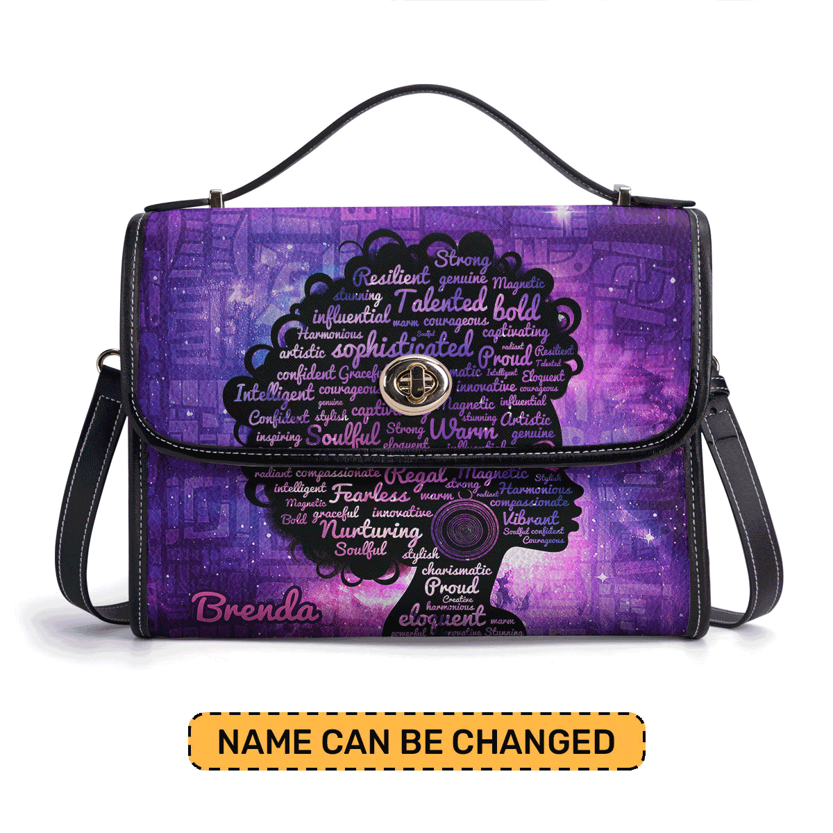 Afro Queen - Galaxy Personalized Leather Satchel Bag SB47