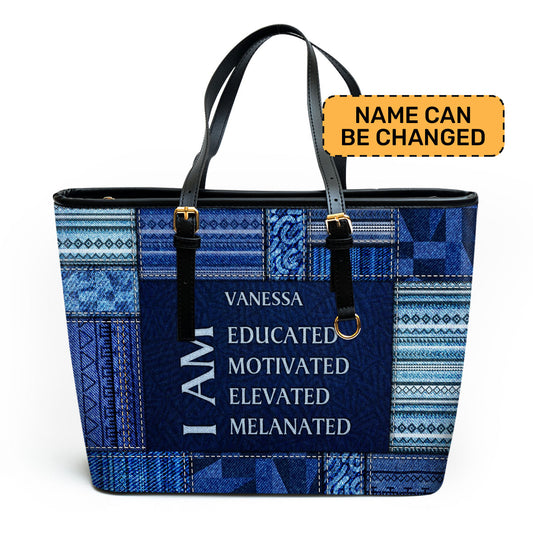 I Am - Jean Personalized Leather Totebag SB28