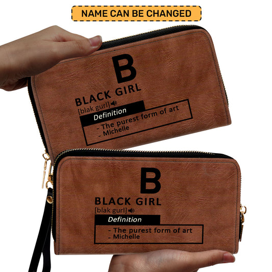 Black Girl & Melanin - Personalized Leather Clutch Purse MB29