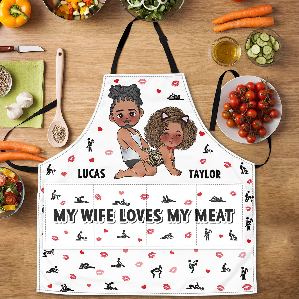 My Wife Loves My Meat - Personalized Apron With Packet