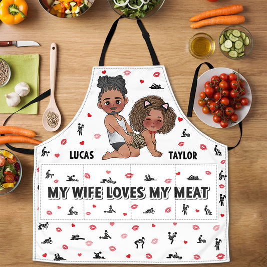 My Wife Loves My Meat - Personalized Apron With Packet