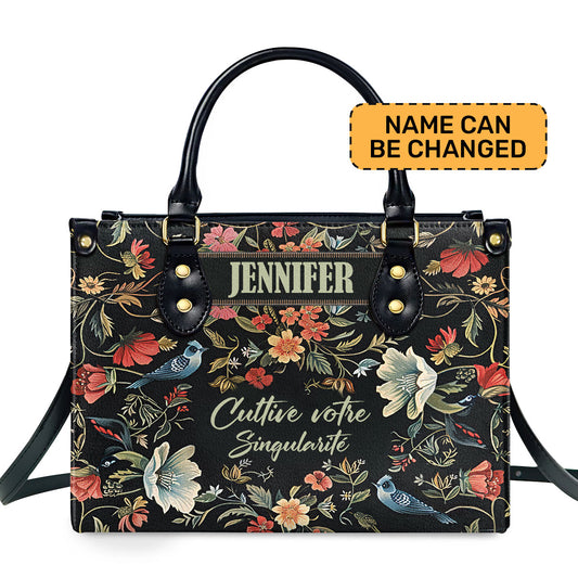Cultive Votre Singularite - Personalized Leather Hand Bag SBLHBT64