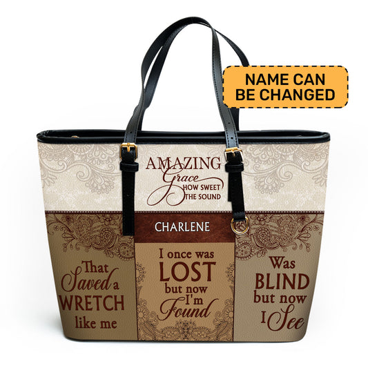 Amazing Grace - Personalized Leather Totebag MB49