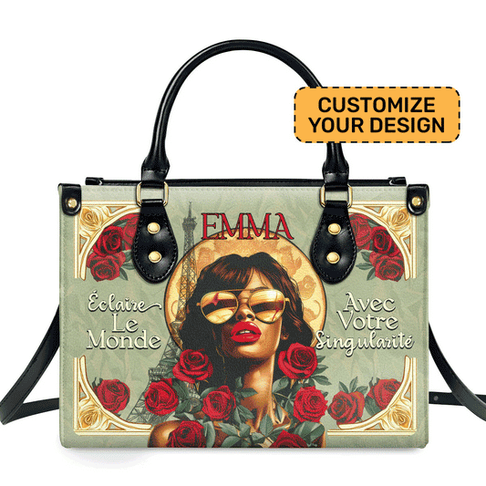 Eclaire Le Monde Avec Ta Singularite - Personalized Leather Hand Bag SBLHBT66