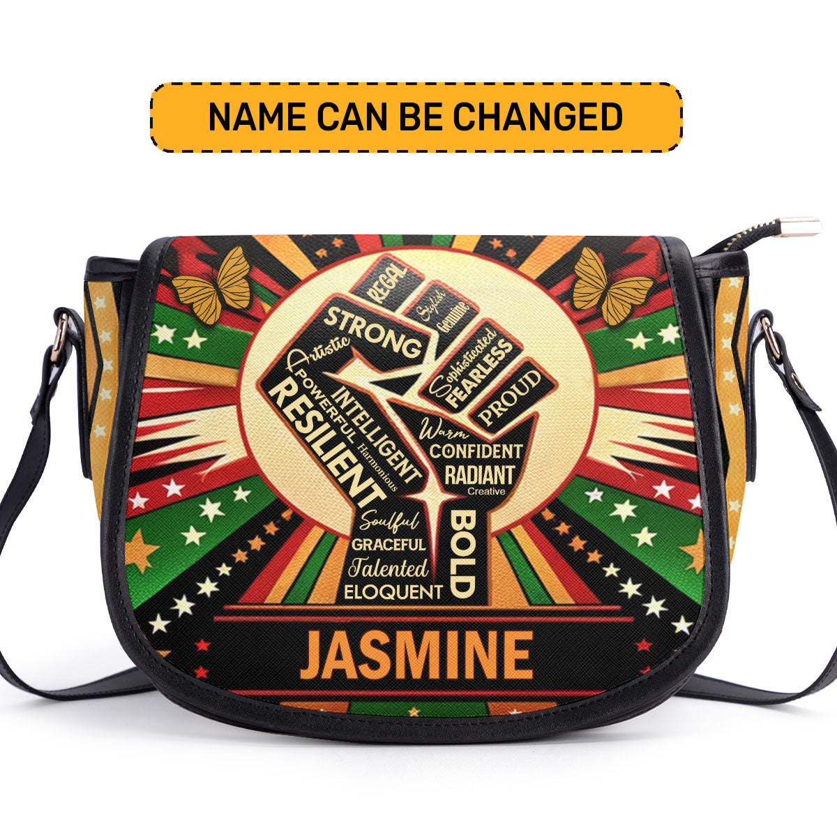 Juneteenth Fist - Personalized Leather Saddle Cross Body Bag SBLSDBT63