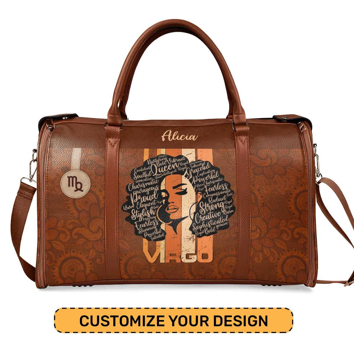 Horoscope - Personalized Leather Duffle Bag STB156