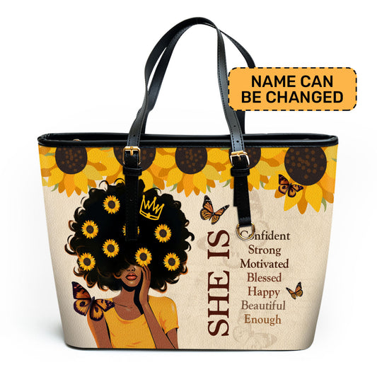 She Is - Personalized Leather Totebag SB12