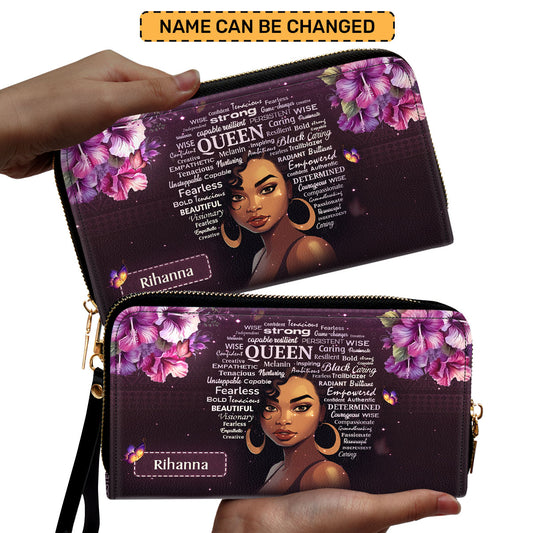 Black Queen - Personalized Leather Clutch Purse SB37